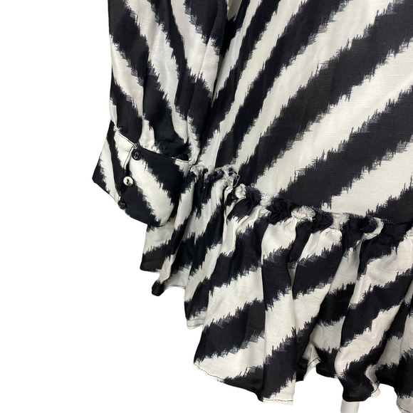 Aje. Tablas Mini Ruffles Striped Mini Wrap Dress Size 8 - Picture 8 of 13